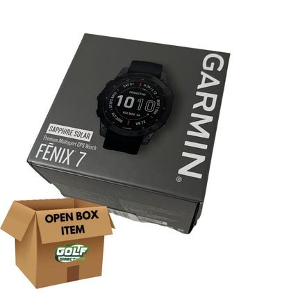 Garmin fenix 7 GPS Watch Sapphire Solar Edition Carbon Gray DLC Titanium w/Black Band (OPEN-BOX)