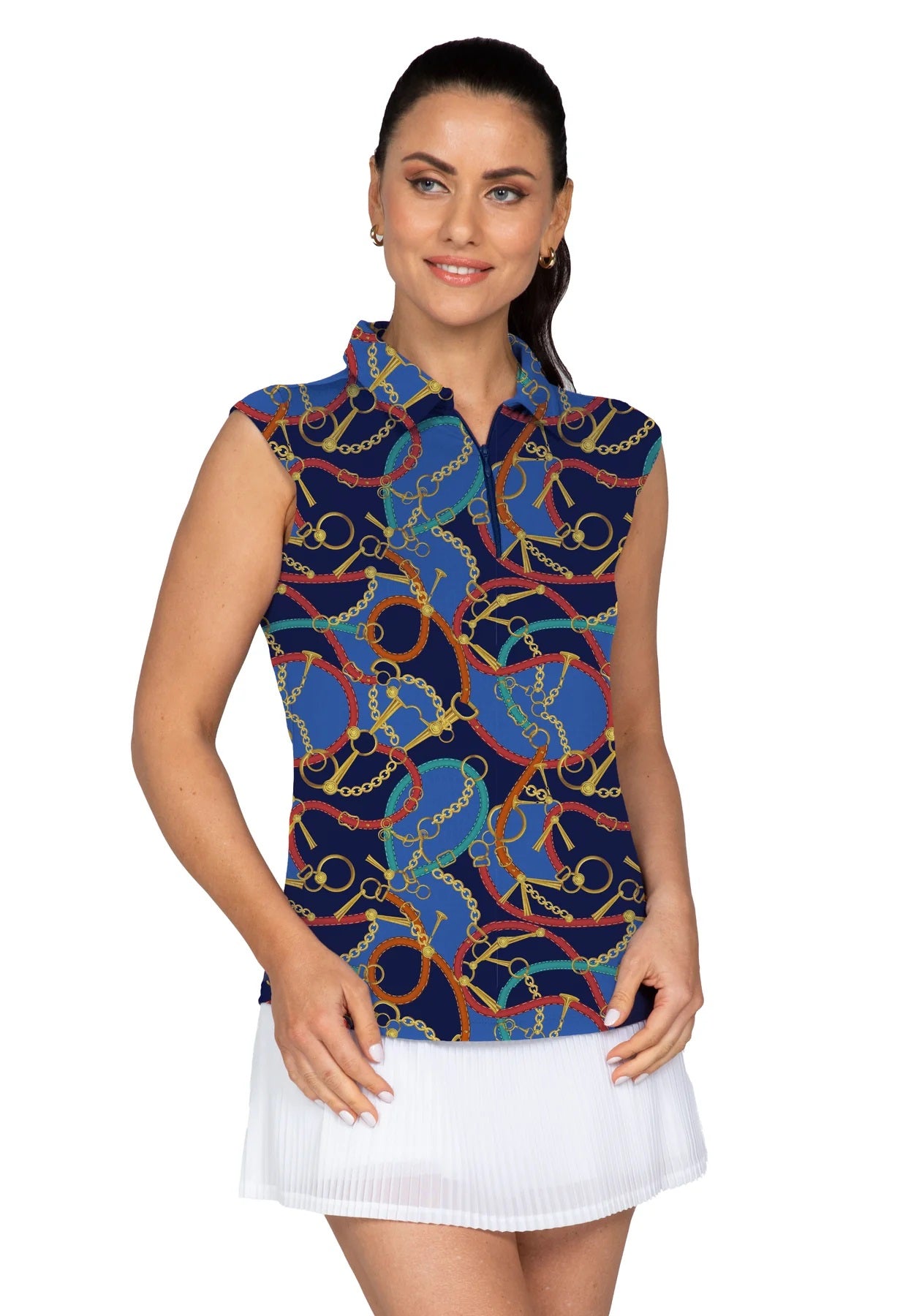 IBKUL Women's Zena Skin Print Sleeveless Polo - 14491