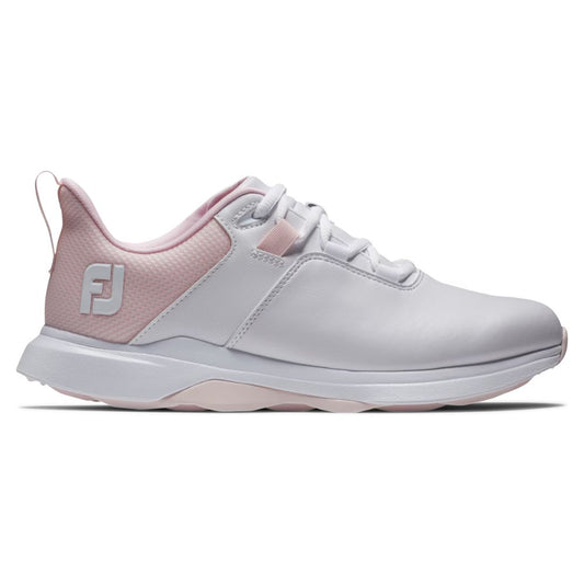 FootJoy Women's ProLite Spikeless Laced Golf Shoes - White/Pink
