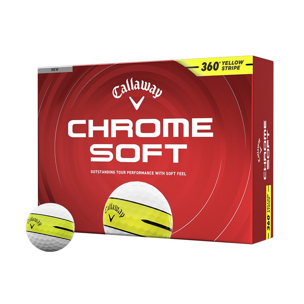 Callaway Chrome Soft 360 Stripe Yellow Golf Balls - 2 Dozen