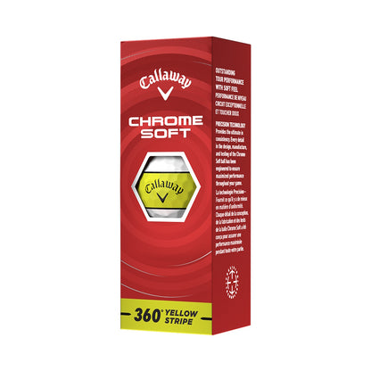 Callaway Chrome Soft 360 Stripe Yellow Golf Balls - 2 Dozen