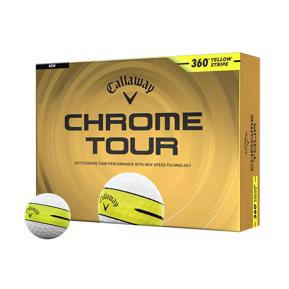 Callaway Chrome Tour 360 Stripe 26 Yellow Golf Balls - 1 Dozen