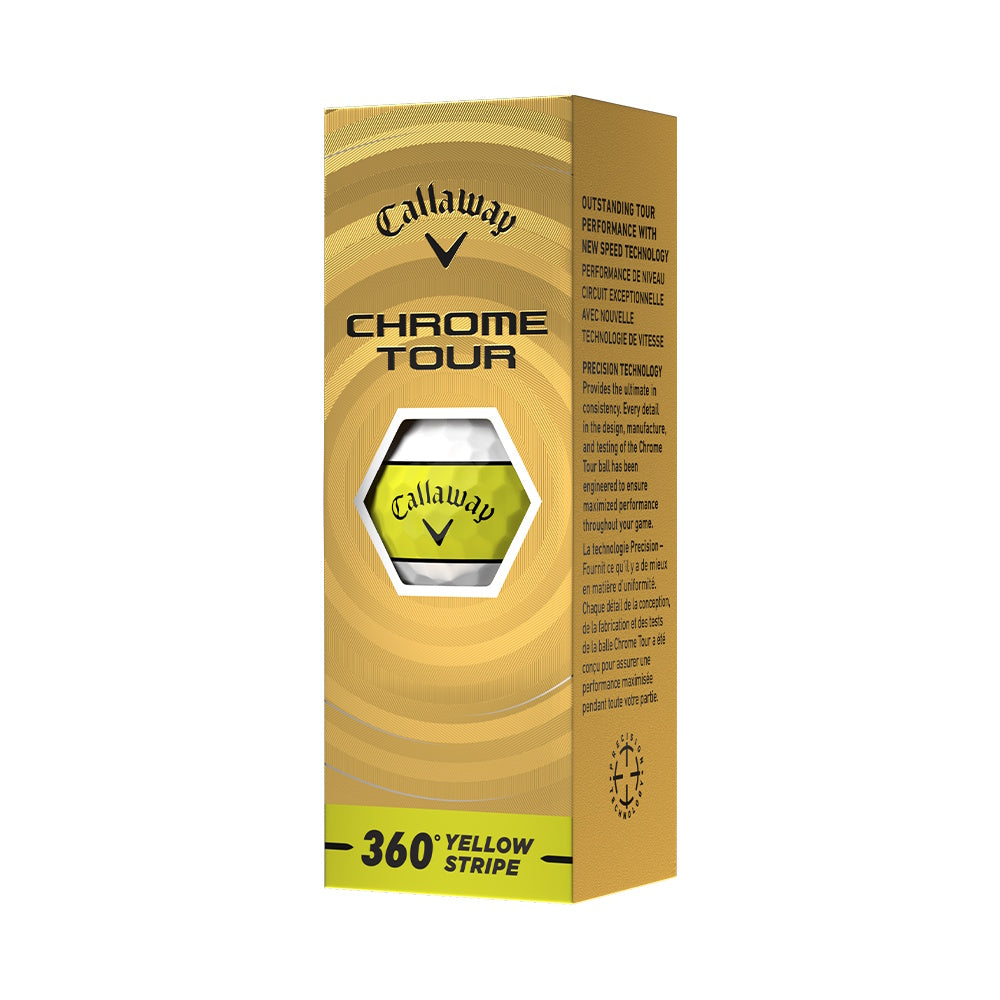 Callaway Chrome Tour 360 Stripe 26 Yellow Golf Balls - 2 Dozen