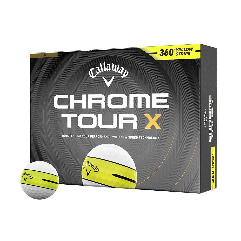 Callaway Chrome Tour X 360 Stripe 26 Yellow Golf Balls - 2 Dozen