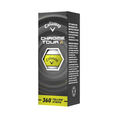 Callaway Chrome Tour X 360 Stripe 26 Yellow Golf Balls - 1 Dozen