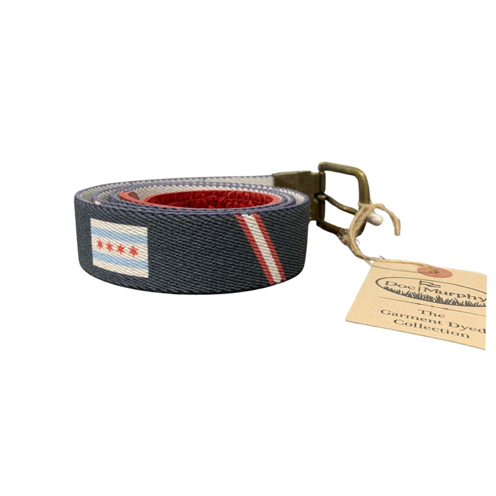 Doc Murphy Cut-To-Fit Belt Chicago Flag Blue w/Bronze Buckle