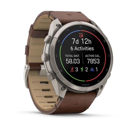 Garmin Fenix 9 Pro inReach GPS Watch 51mm Titanium with Walnut Leather Band