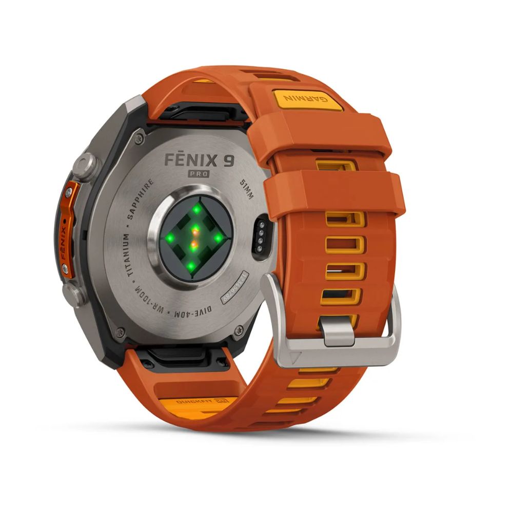 Garmin Fenix 9 Pro 51 mm Titanium with Autumn Orange/Spark Orange Silicone Band
