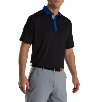 FootJoy Solid + Spiral Print Trim Lisle Self Collar Golf Polo (Previous Season Style)