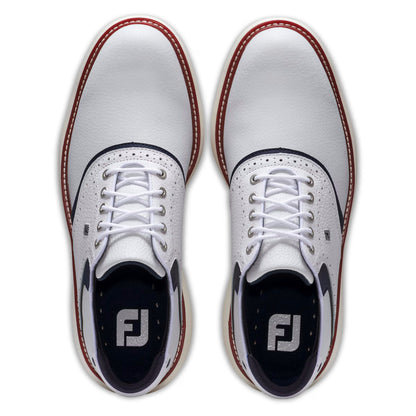 FootJoy Men's Traditions Golf Shoe - 57958 - White/Navy/Red