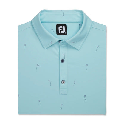 FootJoy 18 Holes Print Lisle Self Collar Mens Golf Polo (Previous Season Style)