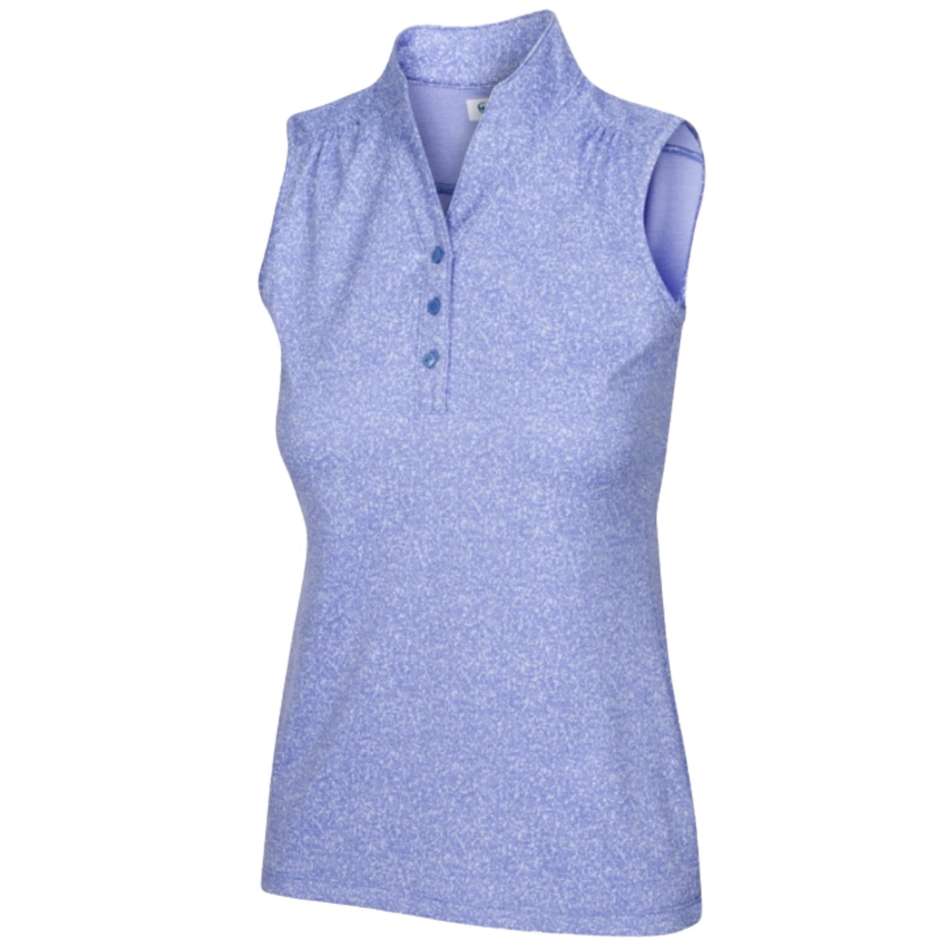 Greg Norman Women's Heathered Dot Sleeveless Golf Polo, Sweet Iris / Small Greg Norman Women's Heathered Dot Sleeveless Golf Polo, Sweet Iris / Small