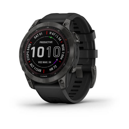 Garmin fenix 7 GPS Watch Sapphire Solar Edition Carbon Gray DLC Titanium w/Black Band