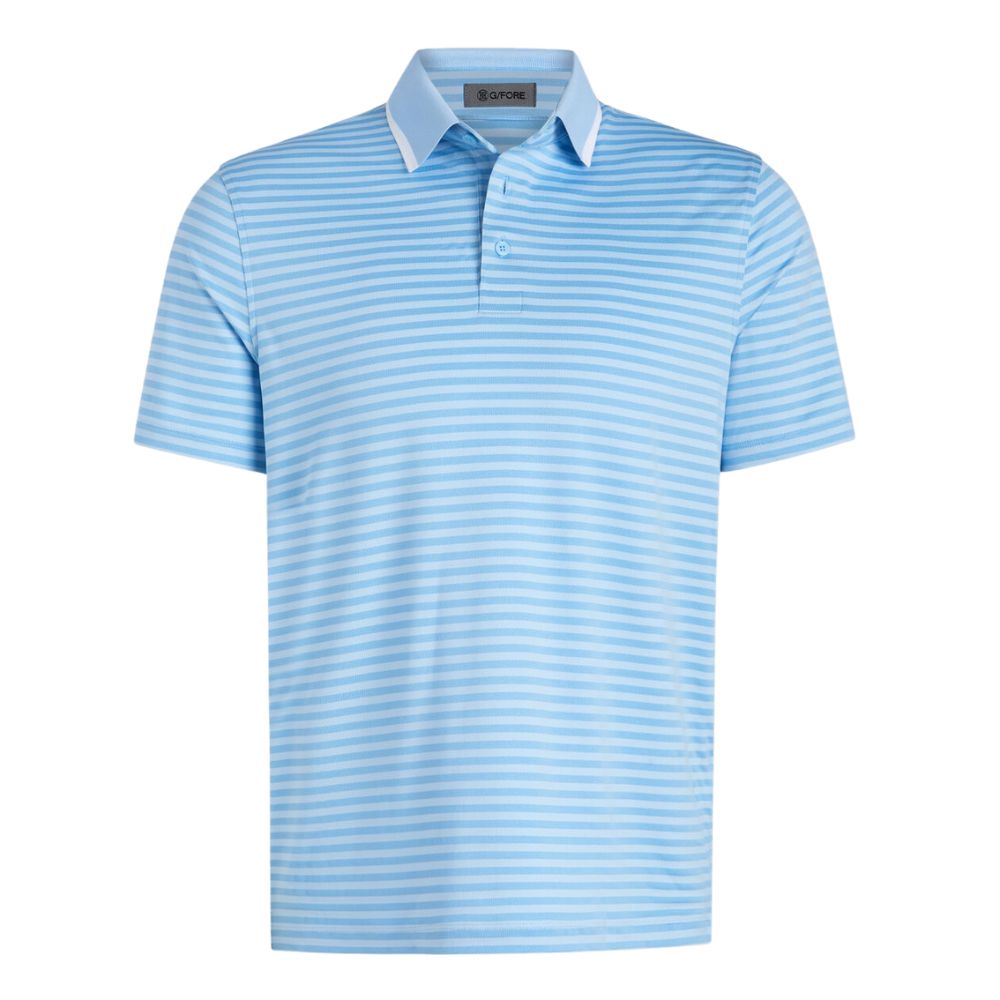 G/Fore Men's Perforated Stripe Jersey Golf Polo Shirt