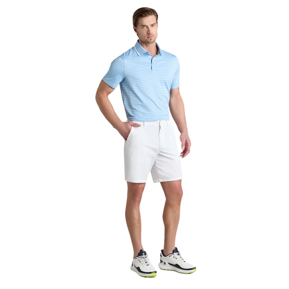 G/Fore Men's Perforated Stripe Jersey Golf Polo Shirt