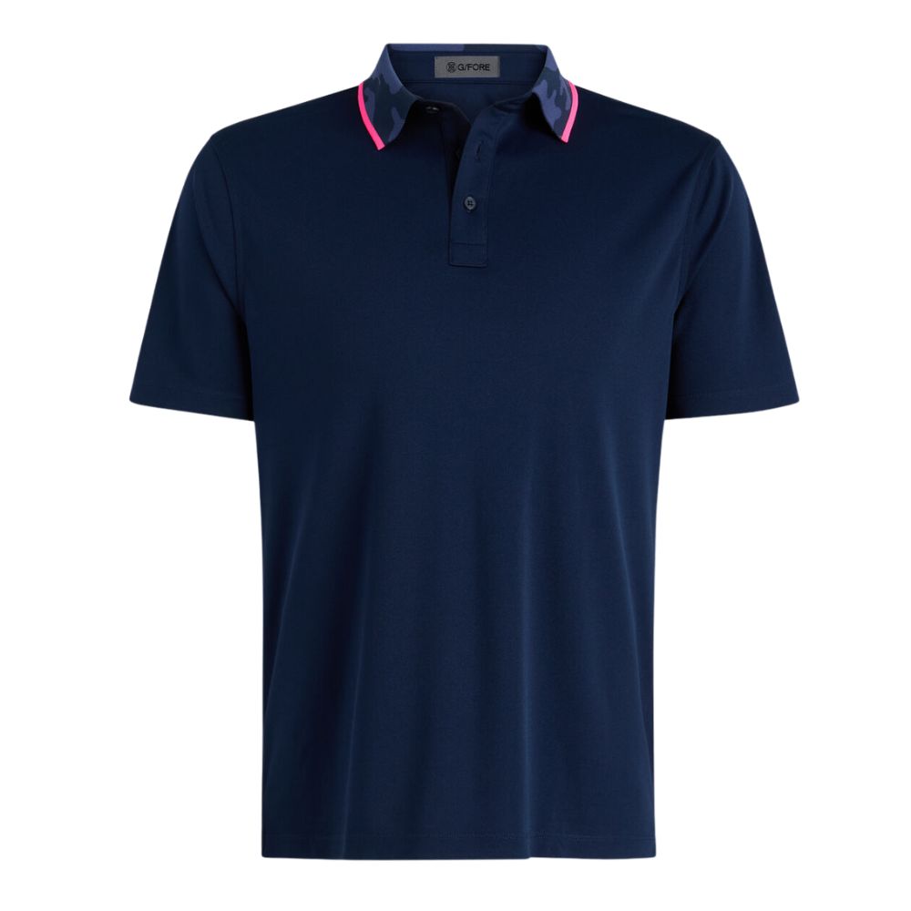G/Fore Men's Camo Collar Performance Pique Golf Polo Shirt
