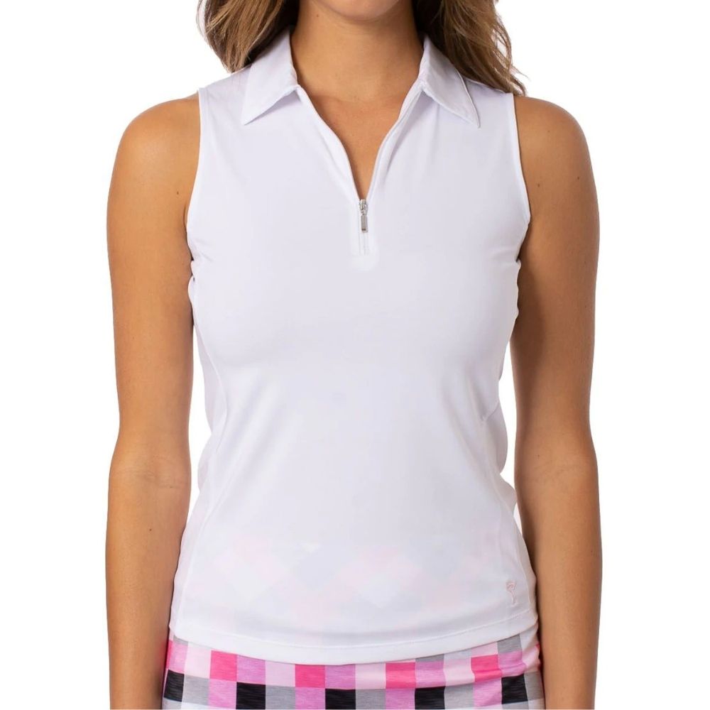 Golftini Womens Sleeveless Zip Stretch Polo
