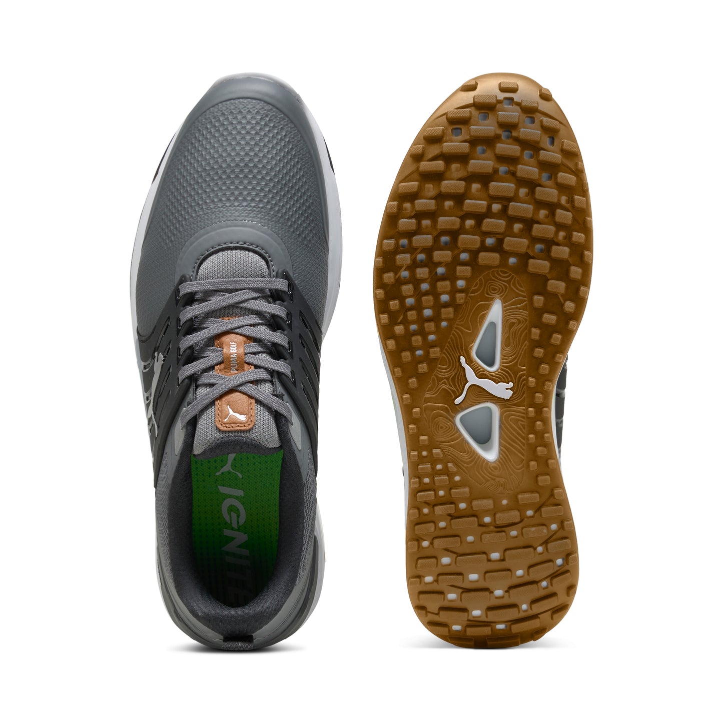 Puma Men's Ignite Elevate 2 Wide Spikeless Golf Shoes - Slate Sky/Puma Black/Green Glare