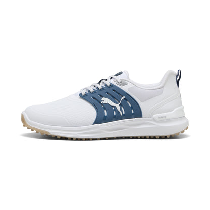 Puma Men's Ignite Elevate 2 Spikeless Golf Shoes - Puma White/Dark Indigo/Ice Coffee