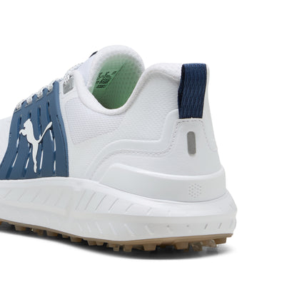 Puma Men's Ignite Elevate 2 Tour Golf Shoes - Puma White/Ice Coffee/Dark Indigo