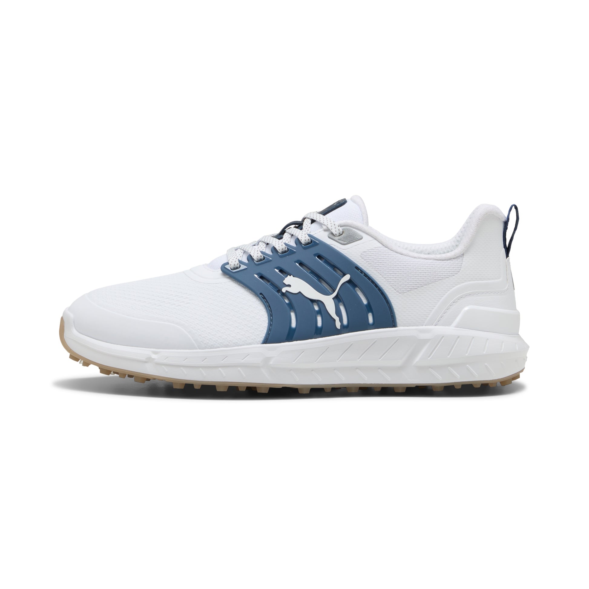 Puma Men's Ignite Elevate 2 Tour Golf Shoes - Puma White/Ice Coffee/Dark Indigo