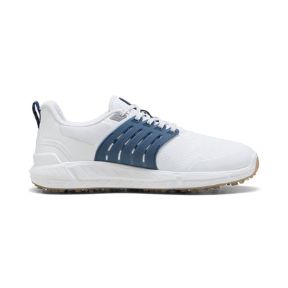 Puma Men's Ignite Elevate 2 Tour Golf Shoes - Puma White/Ice Coffee/Dark Indigo