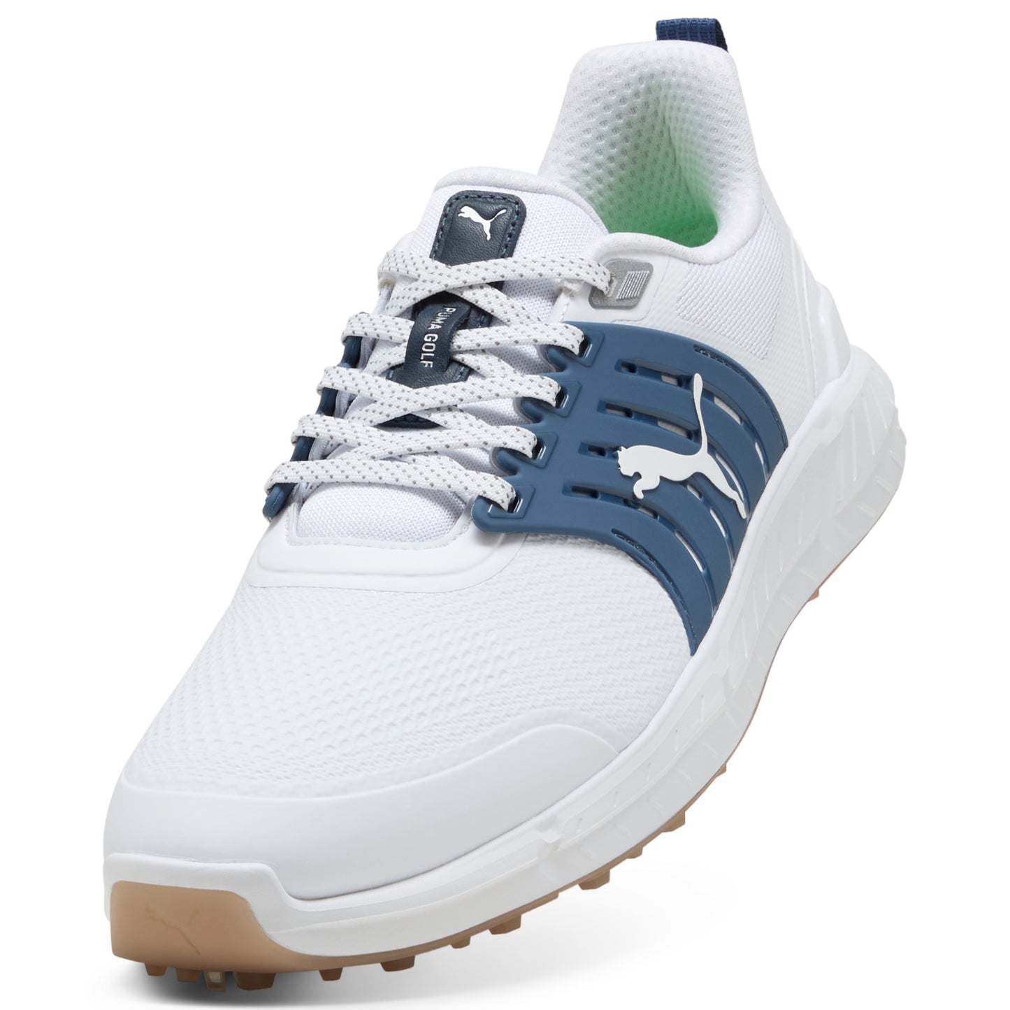 Puma Men's Ignite Elevate 2 Tour Golf Shoes - Puma White/Ice Coffee/Dark Indigo