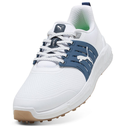 Puma Men's Ignite Elevate 2 Tour Golf Shoes - Puma White/Ice Coffee/Dark Indigo