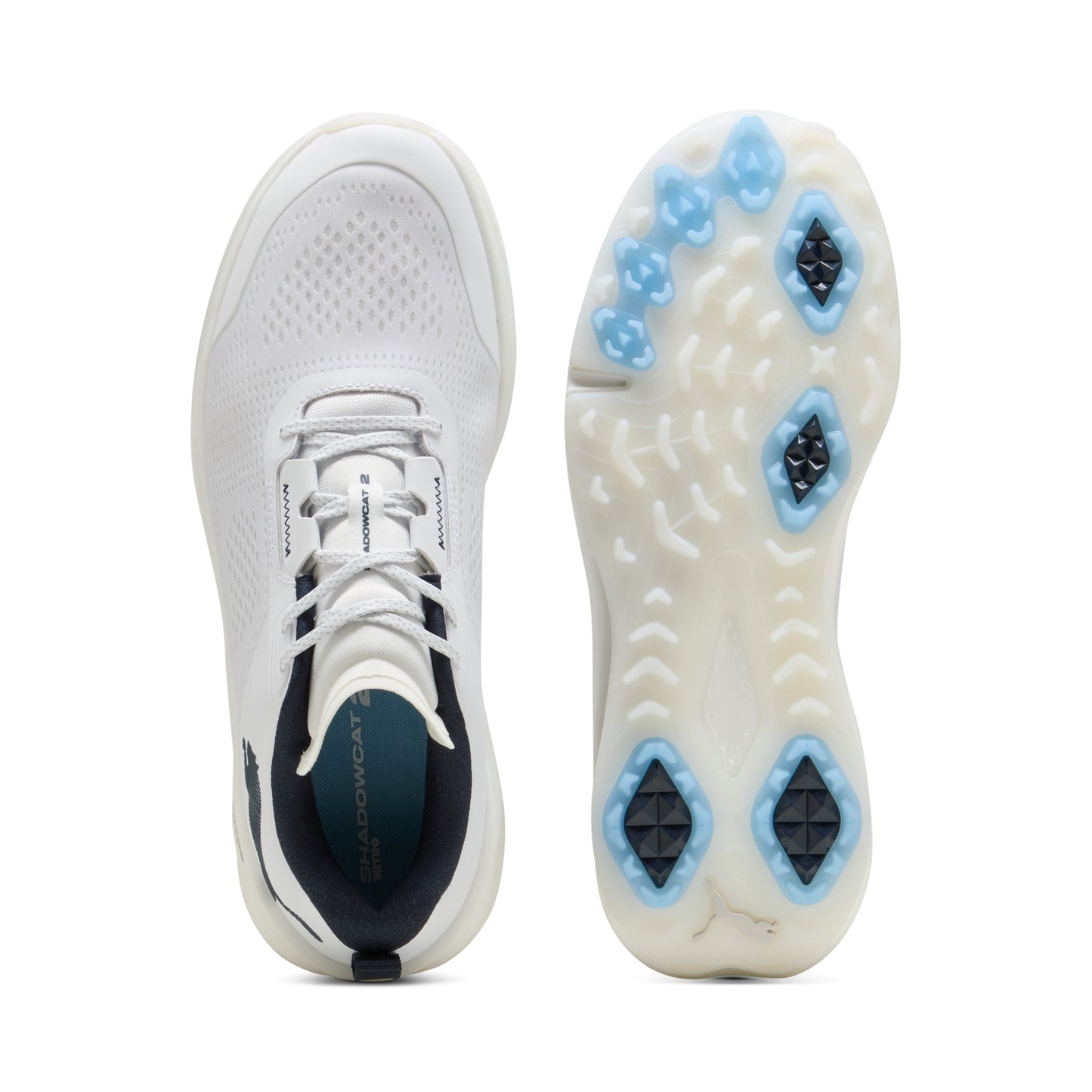 Puma Men's Shadowcat Nitro 2.0 Spikeless Golf Shoe - Puma White/Deep Navy