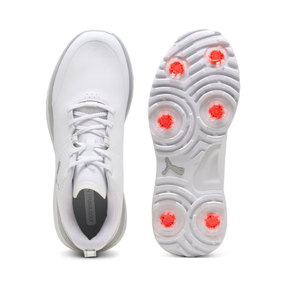 Puma Men's FUSION Grip ST Golf Shoe - Puma White/Puma Silver/Ash Gray