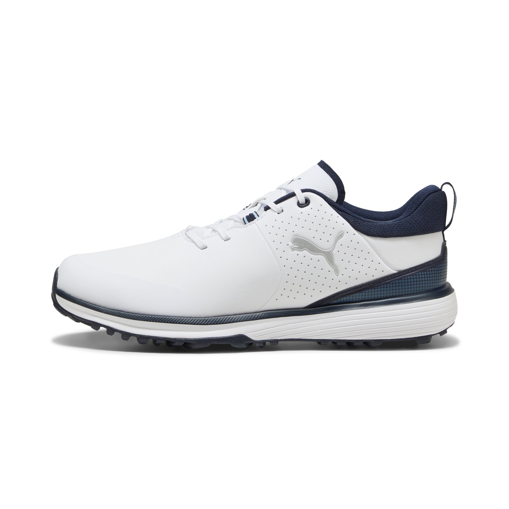 Puma Men's FUSION Grip ST Golf Shoe - Puma White/Puma Silver/Navy