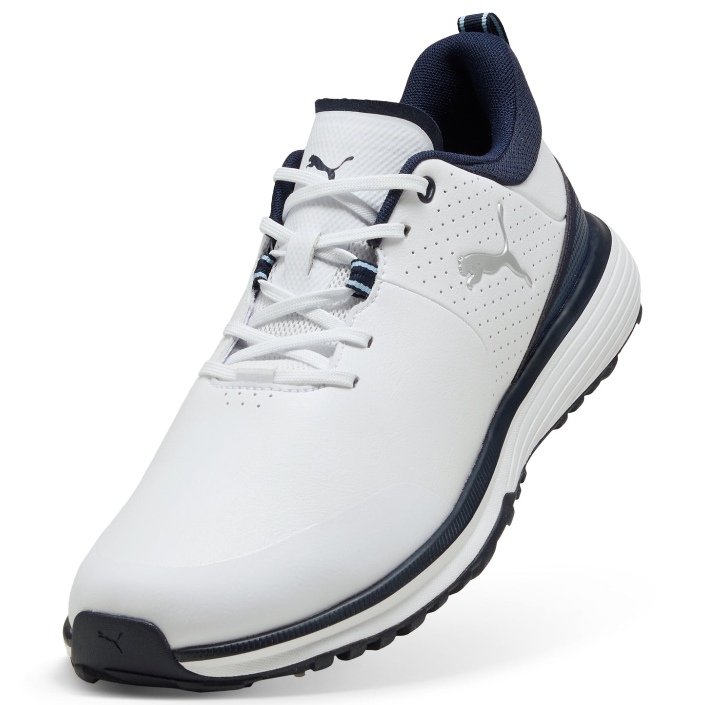 Puma Men's FUSION Grip ST Golf Shoe - Puma White/Puma Silver/Navy