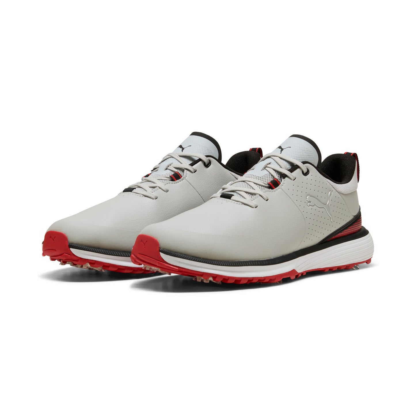Puma Men's FUSION Grip ST Golf Shoe - Ash Gray/Puma Black/Candy Apple