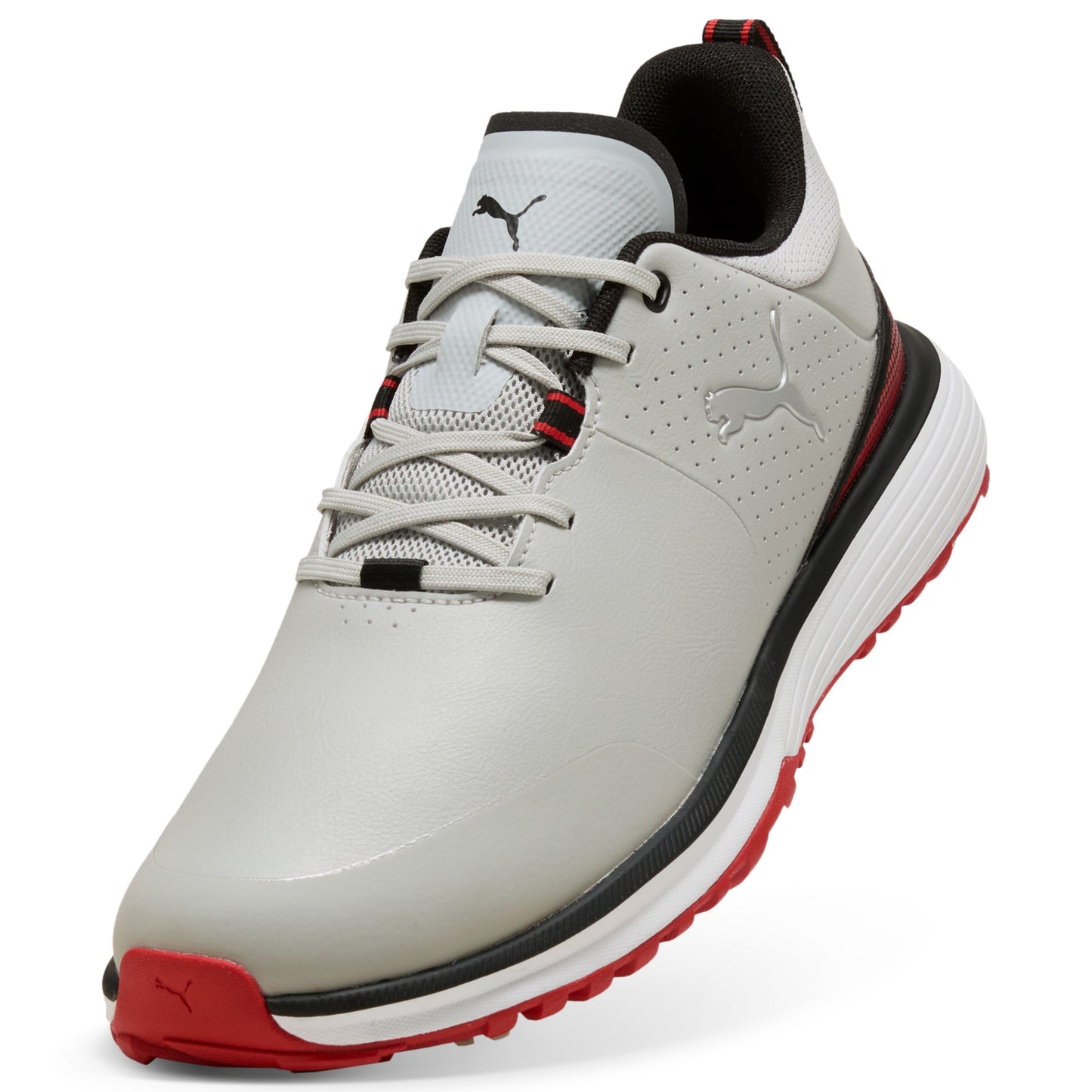 Puma Men's FUSION Grip ST Golf Shoe - Ash Gray/Puma Black/Candy Apple