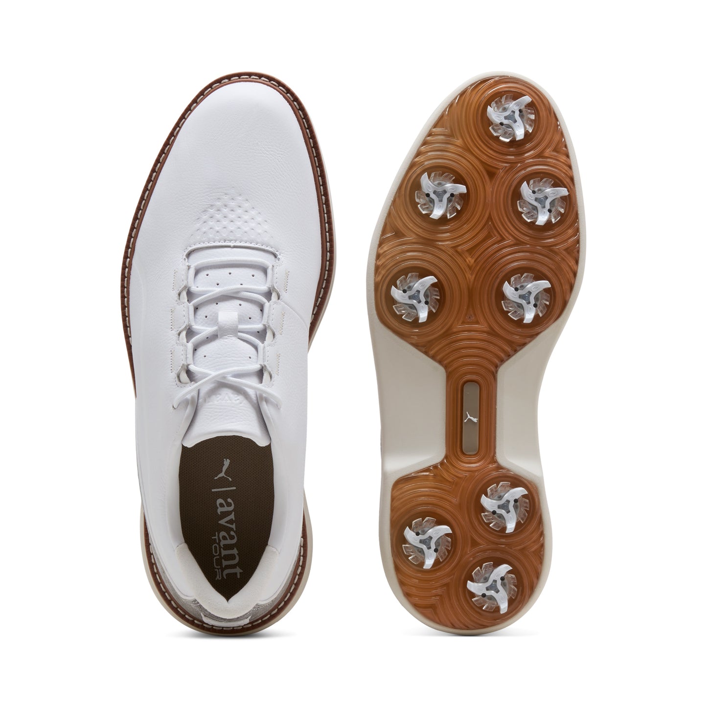 Puma Men's AVANT Tour Golf Shoe - Puma White/Brown Mushroom