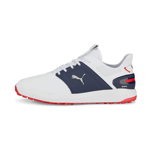 Puma Men's Ignite Elevate Wide Spikeless Golf Shoes - White/Navy