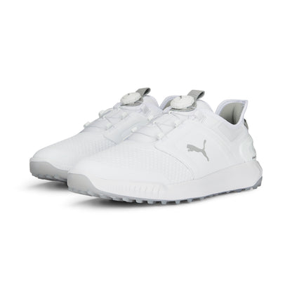 Puma Men's Ignite Elevate Disc Spikeless Golf Shoes - White/Silver