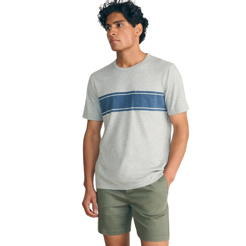 Faherty Men's Surf Stripe Sunwashed Pocket Tee