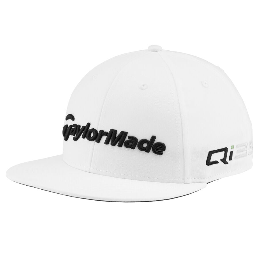 TaylorMade Mens Tour Preferred Flatbill Snapback Hat Qi35 Golf Cap - White - XS