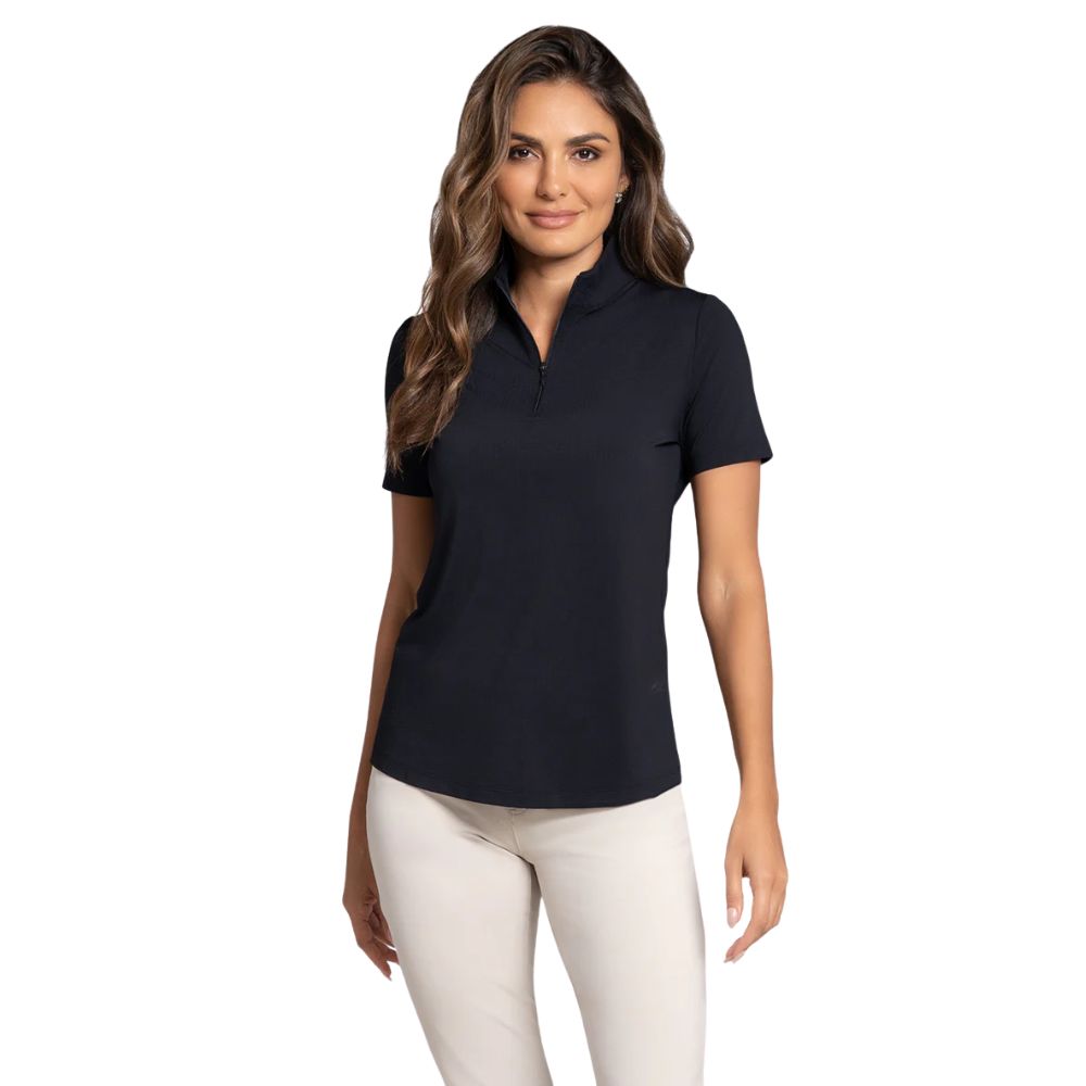 IBKUL Womens Mock Short Sleeve Pullover