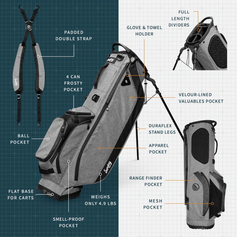 Sunday Golf Ryder 14 Club 5-Way Golf Stand Bag