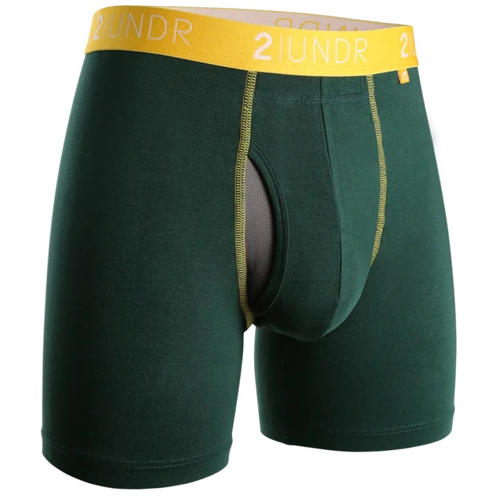 2UNDR Swing Shift Boxer Brief Shorts Green/Gold