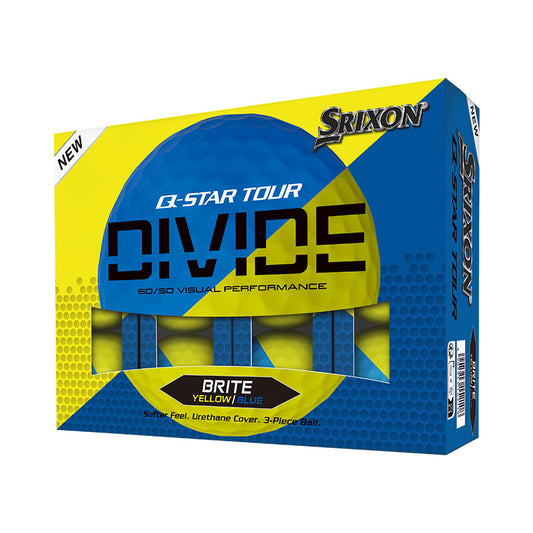 Srixon Q-Star Tour Divide 2 Golf Balls Yellow/Blue 1 Dozen 2024