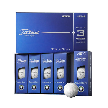 Titleist 2026 Tour Soft White Golf Balls - 1 Dozen + AIM Sleeve