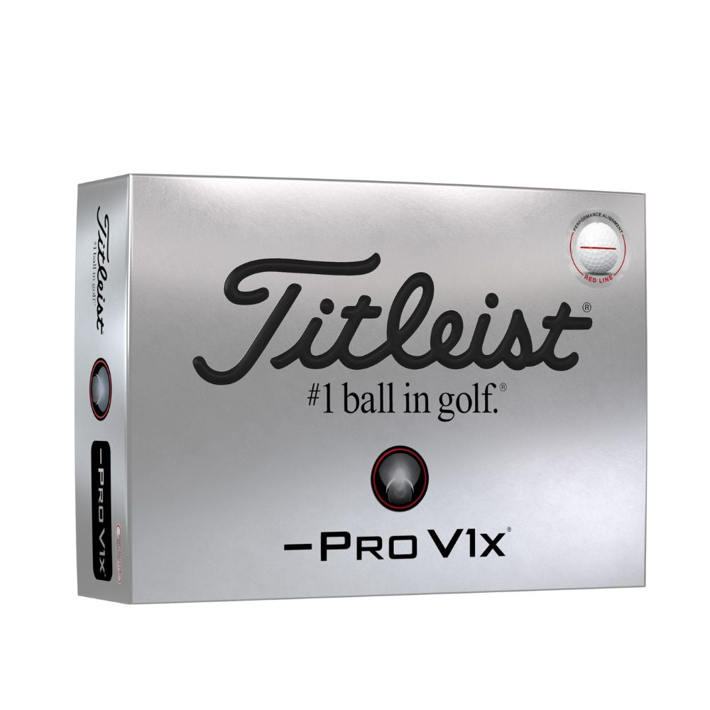 Titleist 2025 Pro V1x Left Dash Performance Align Red Golf Balls