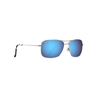 Maui Jim Wiki Wiki Polarized Aviator Sunglasses Silver Frame Blue Hawaii Lens