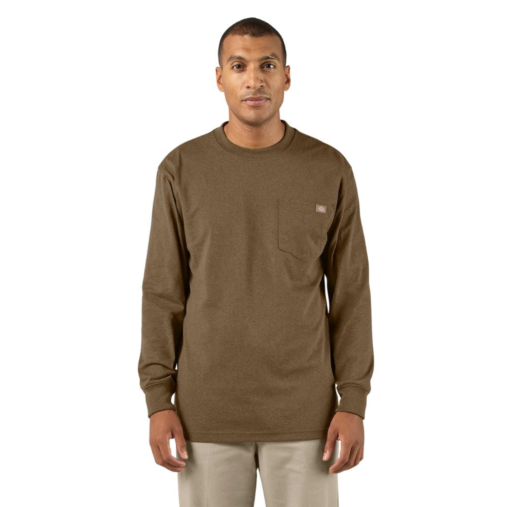 Dickies Men's Heavyweight Heathered Long Sleeve Pocket Tee Relaxed T-Shirt