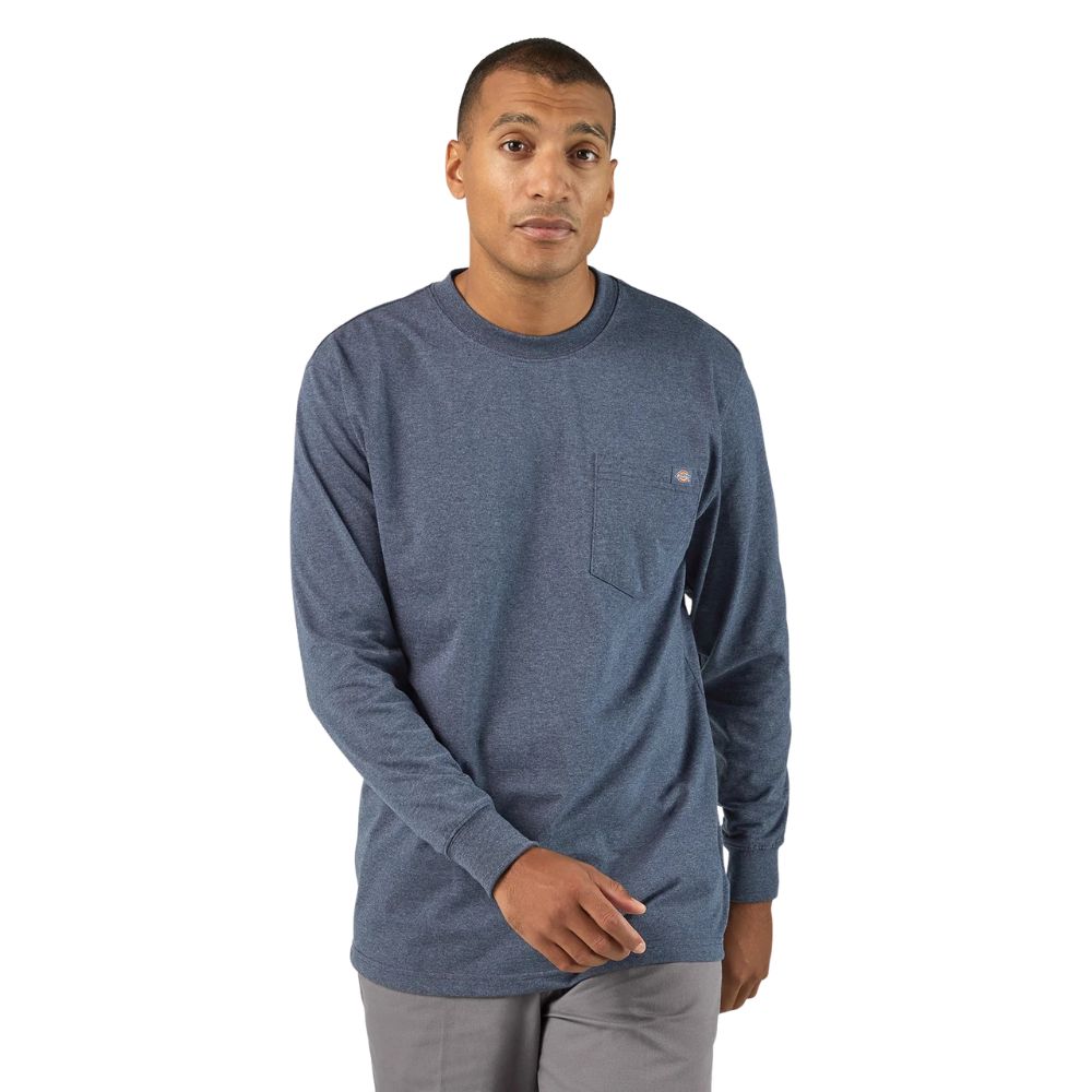 Dickies Men's Heavyweight Heathered Long Sleeve Pocket Tee Relaxed T-Shirt