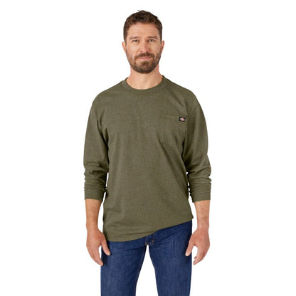 Dickies Men's Heavyweight Heathered Long Sleeve Pocket Tee Relaxed T-Shirt