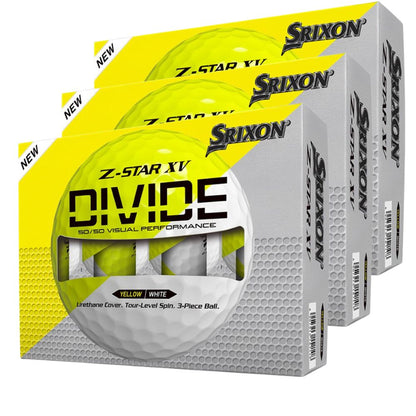Srixon Z-Star XV 9 Divide White/Yellow Golf Balls - Buy 2 Dozen, Get 1 Free